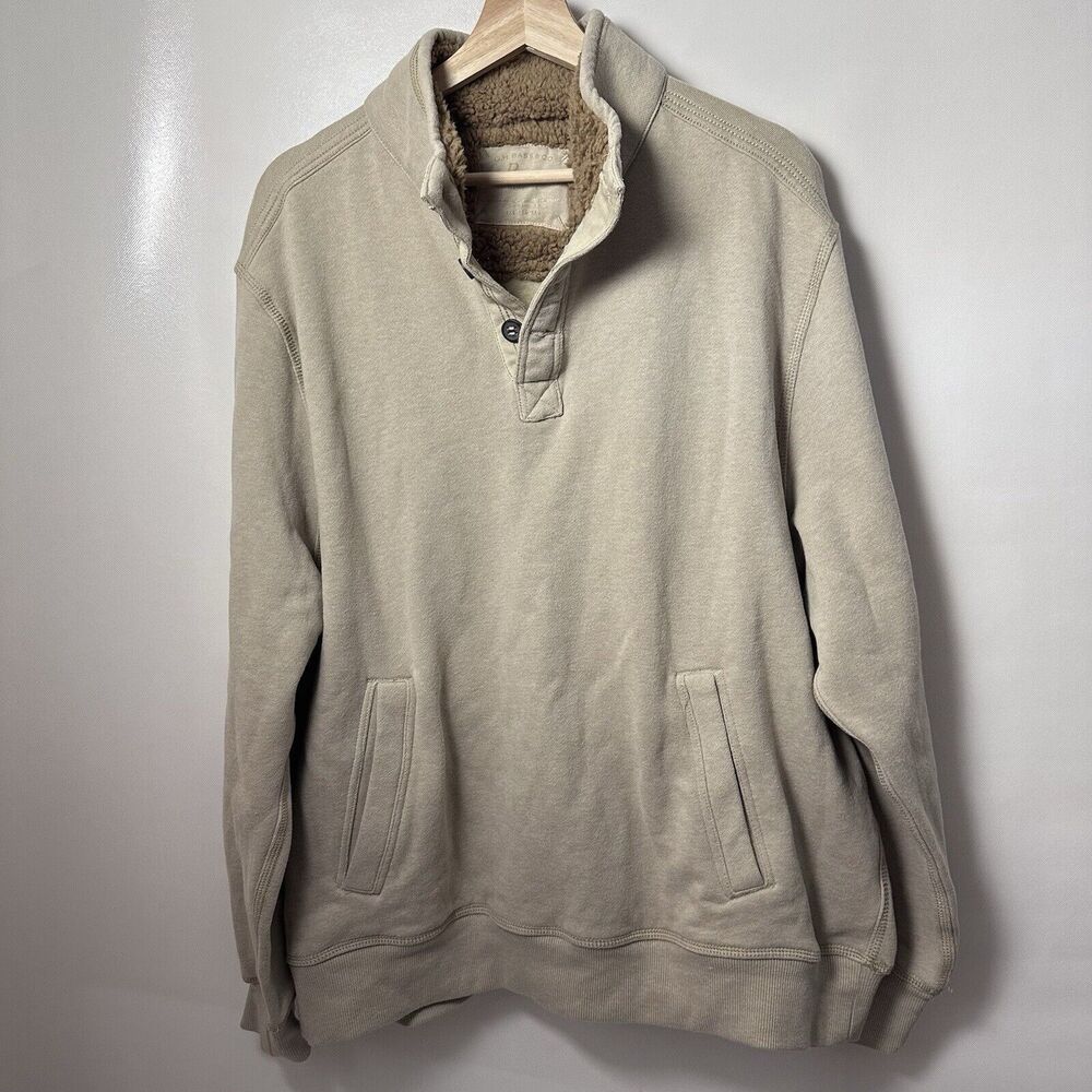 G.H. Bass Sweater Henley Tan Pullover Fleece USA Jacket Gorpcore Normcore XXL